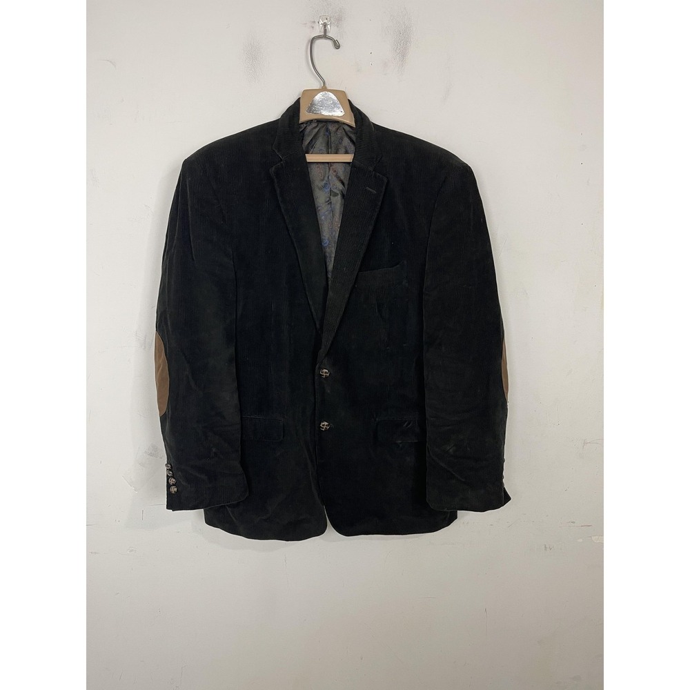 LRL Ralph Lauren Blazer Men 44R Black Corduroy Elbow Patch Holiday Party Country
